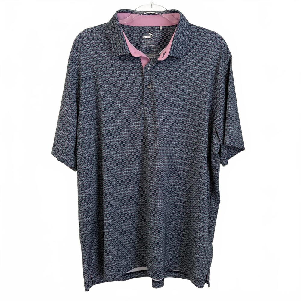Puma | Men’s Short Sleeve Blue Pink Green Polo Wrinkle Free Size XL